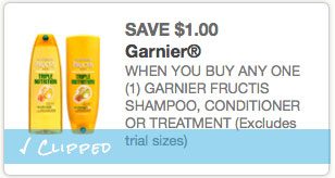 New $1.00 off 1 Garnier Fructis Shampoo or Conditoner Coupons!