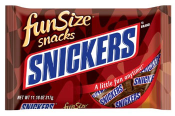 Snickers fun size candy bar bag