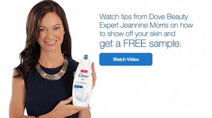 Woman holding dove body wash