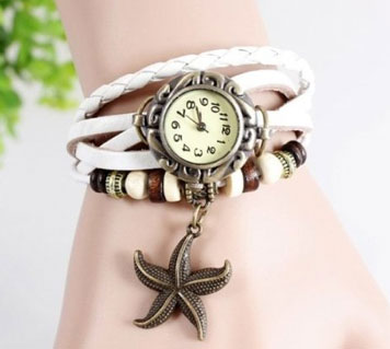 Leather braclet and watch