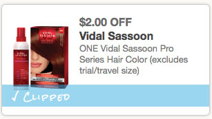 New $2.00 off ONE Vidal Sassoon Hair Color Coupon!