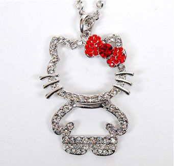 Hello Kitty Figure Rhinestones Necklace