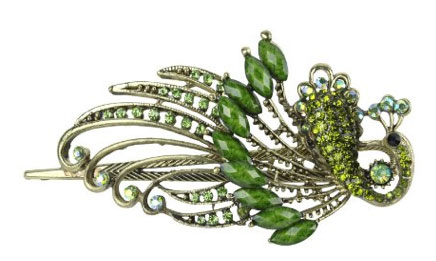 Lovely Vintage Jewelry Crystal Peacock Hair Clips